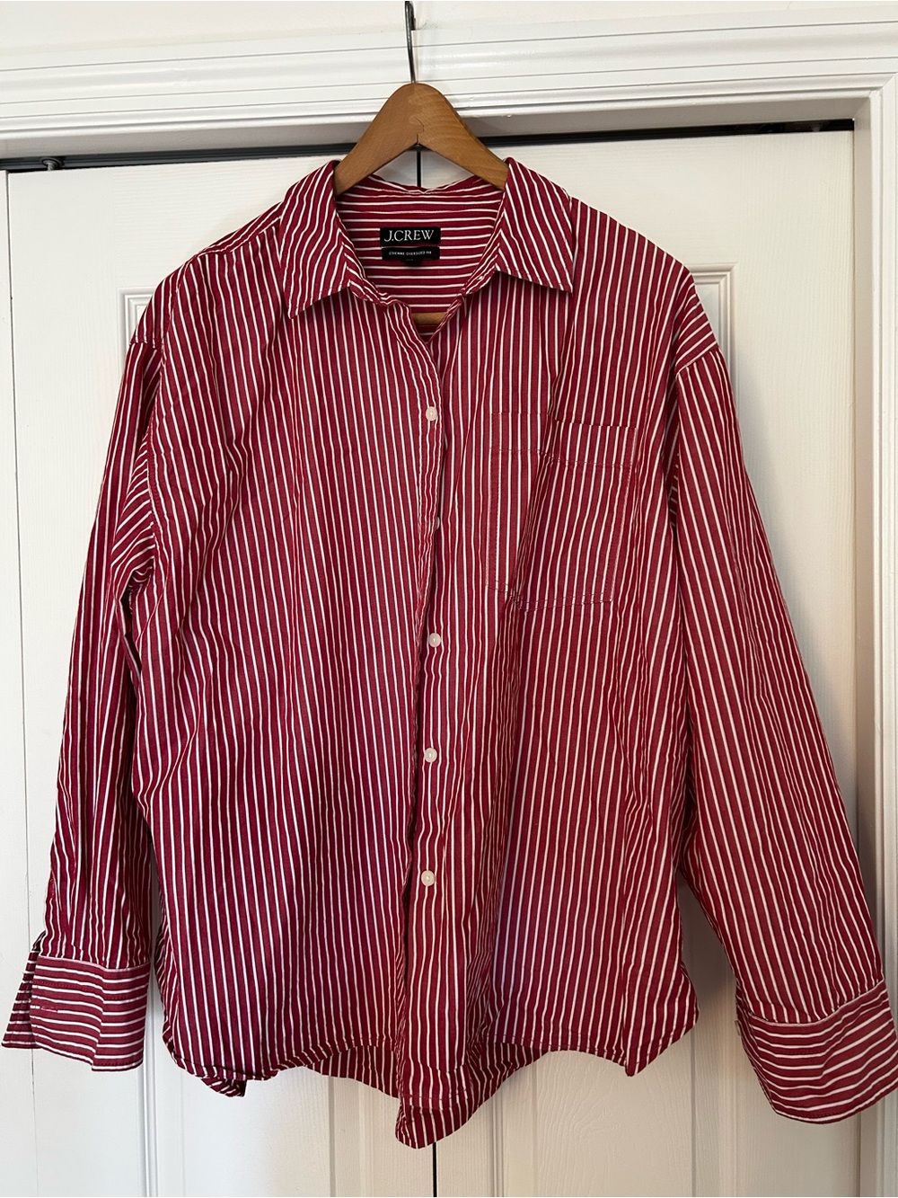 J. Crew Étienne oversized shirt in striped cotton poplin Large